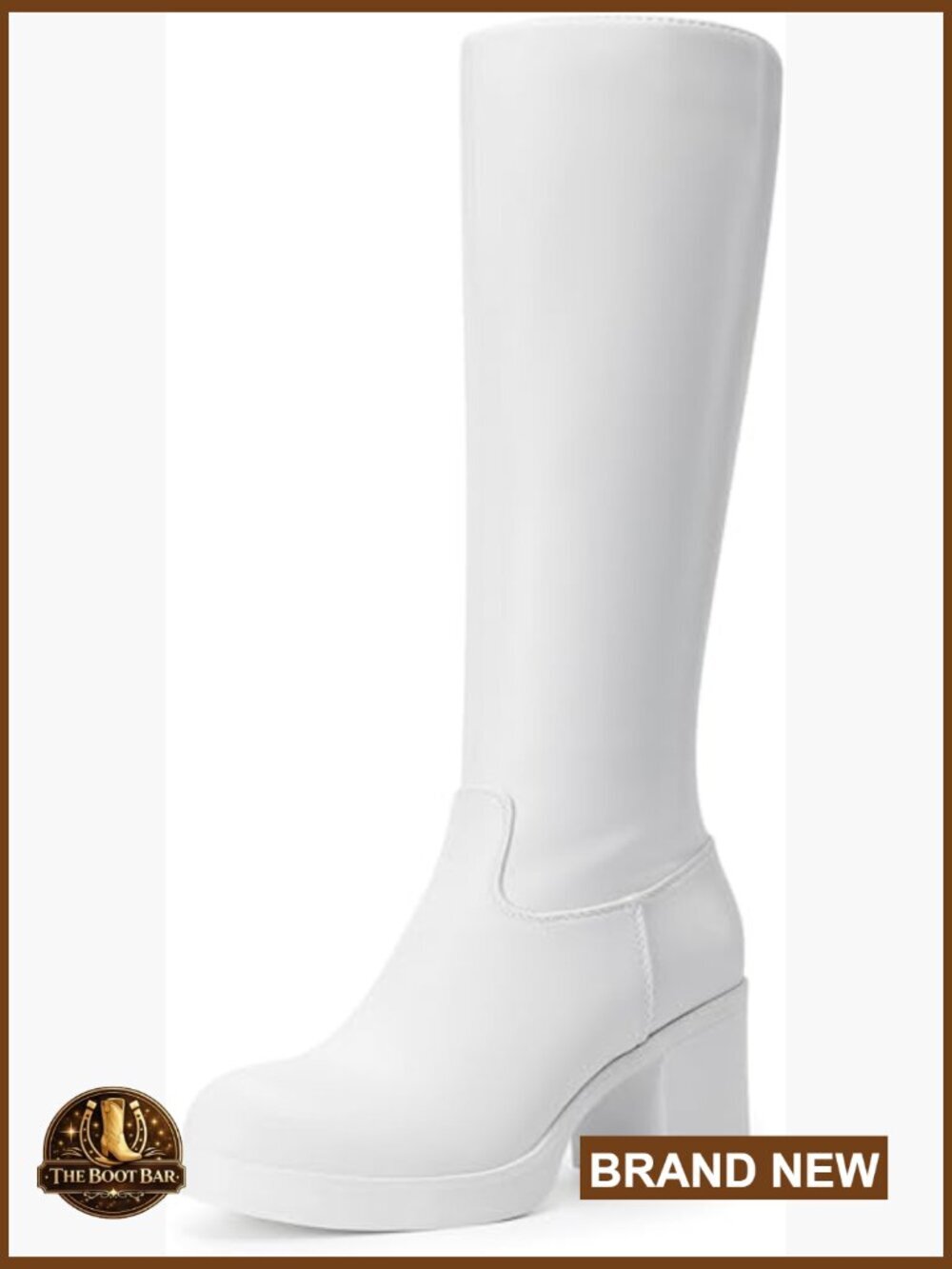 Knee High Chunky Platform Heel Boots Side Zipper Tall Boots Round Toe Winter